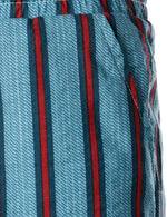Men's Blue Stripe Casual Button Up Hawaiian Shirts & Shorts Set