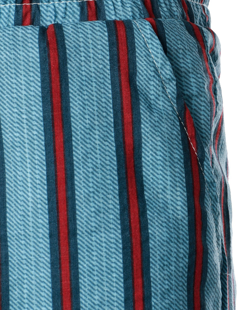 Men's Blue Stripe Casual Button Up Hawaiian Shirts & Shorts Set