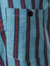 Men's Blue Stripe Casual Button Up Hawaiian Shirts & Shorts Set