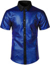 Men's Dress Shirt Sequins Button Down Shirts Disco Party Costume