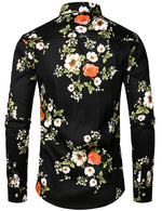Men's Floral Long Sleeve Cotton Casual Button Up  Shirt