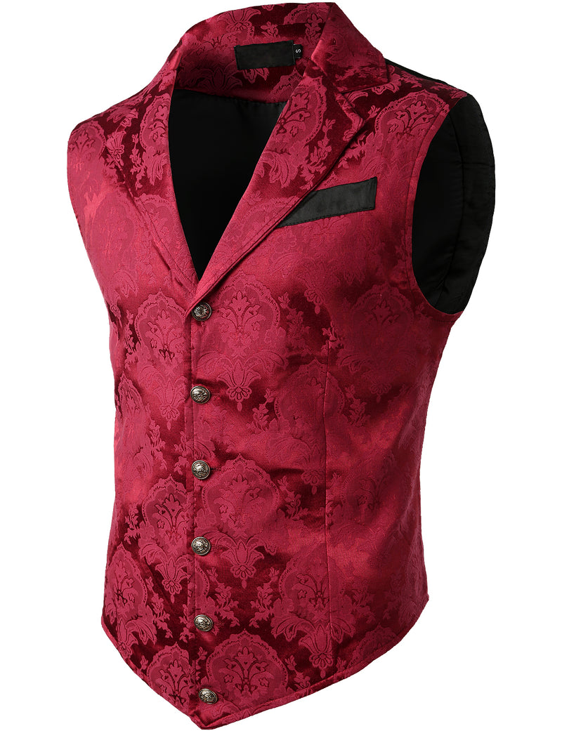 Mens Victorian Suit Vest Steampunk Gothic Waistcoat Red Vest