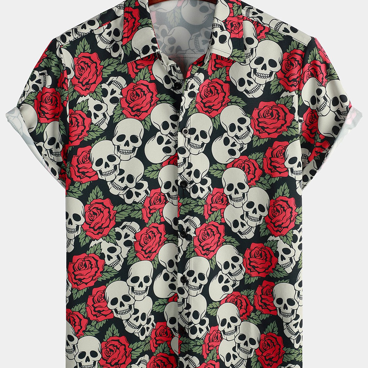 Men's Skull Print Short Sleeve Hawaiian Shirt