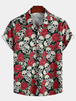 Men's Skull Print Short Sleeve Hawaiian Shirt
