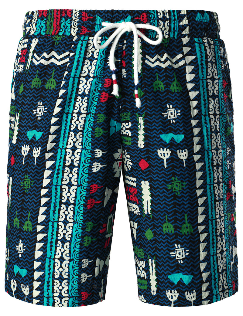 Men's Navy Blue Retro Casual Cotton Summer Shorts