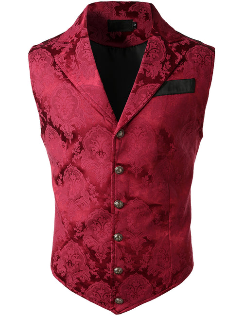 Mens Victorian Suit Vest Steampunk Gothic Waistcoat Red Vest