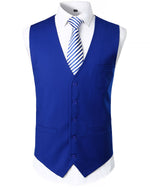 Mens V-Neck Formal Suit Vest Slim Fit Dress Vest Wedding Waistcoat for Tuxedo