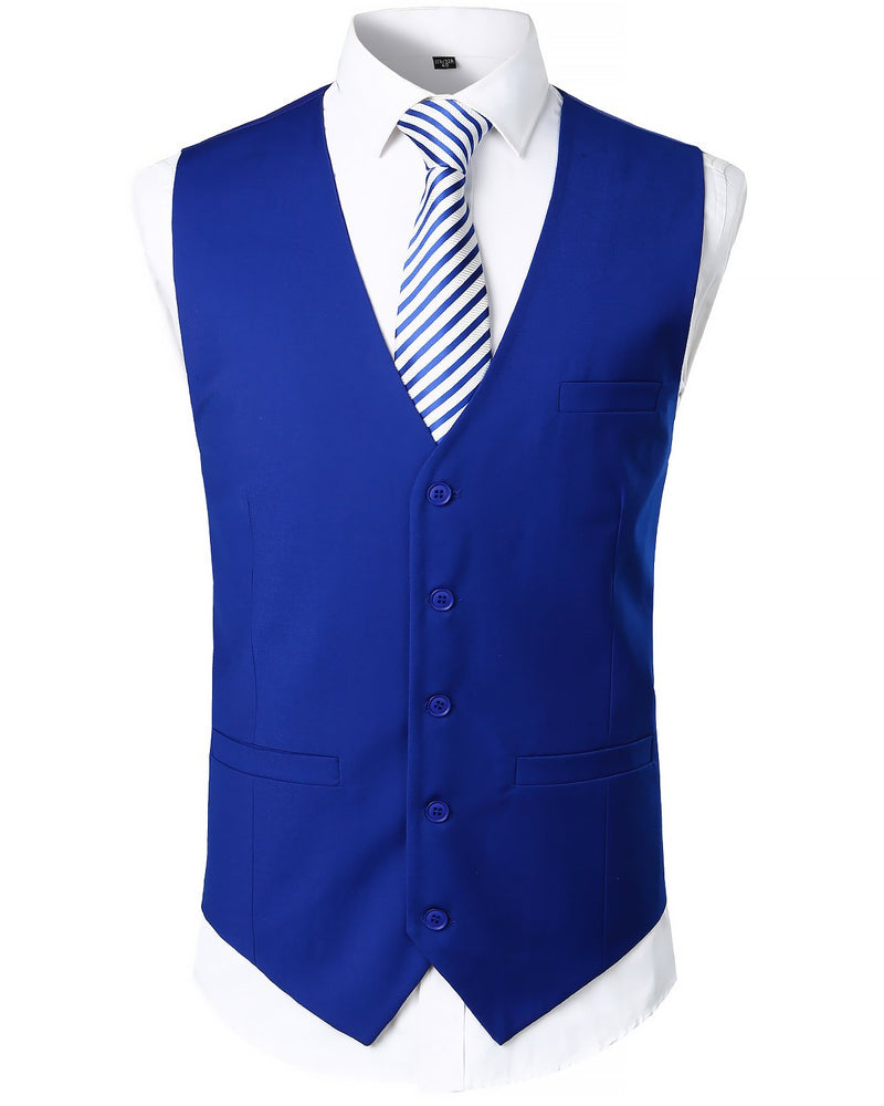 Mens V-Neck Formal Suit Vest Slim Fit Dress Vest Wedding Waistcoat for Tuxedo