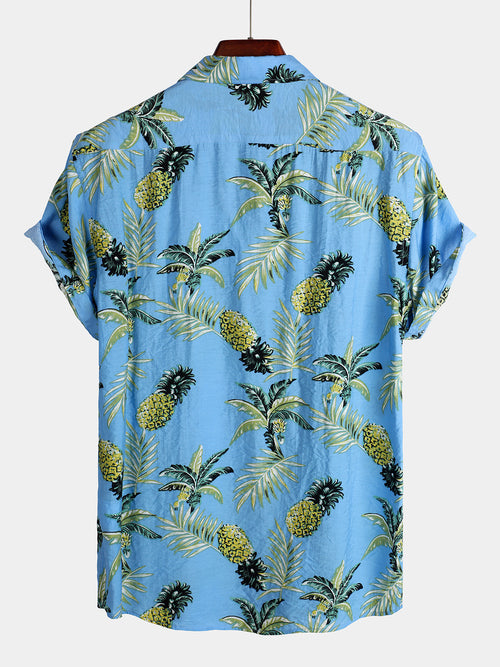 Men's Tropical Fruit Pineapple Holiday Cotton Shirt