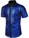 Men's Dress Shirt Sequins Button Down Shirts Disco Party Costume