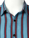 Men's Blue Stripe Casual Button Up Hawaiian Shirts & Shorts Set