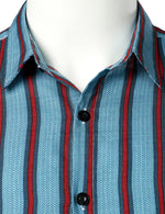 Men's Blue Stripe Casual Button Up Hawaiian Shirts & Shorts Set