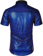 Men's Dress Shirt Sequins Button Down Shirts Disco Party Costume