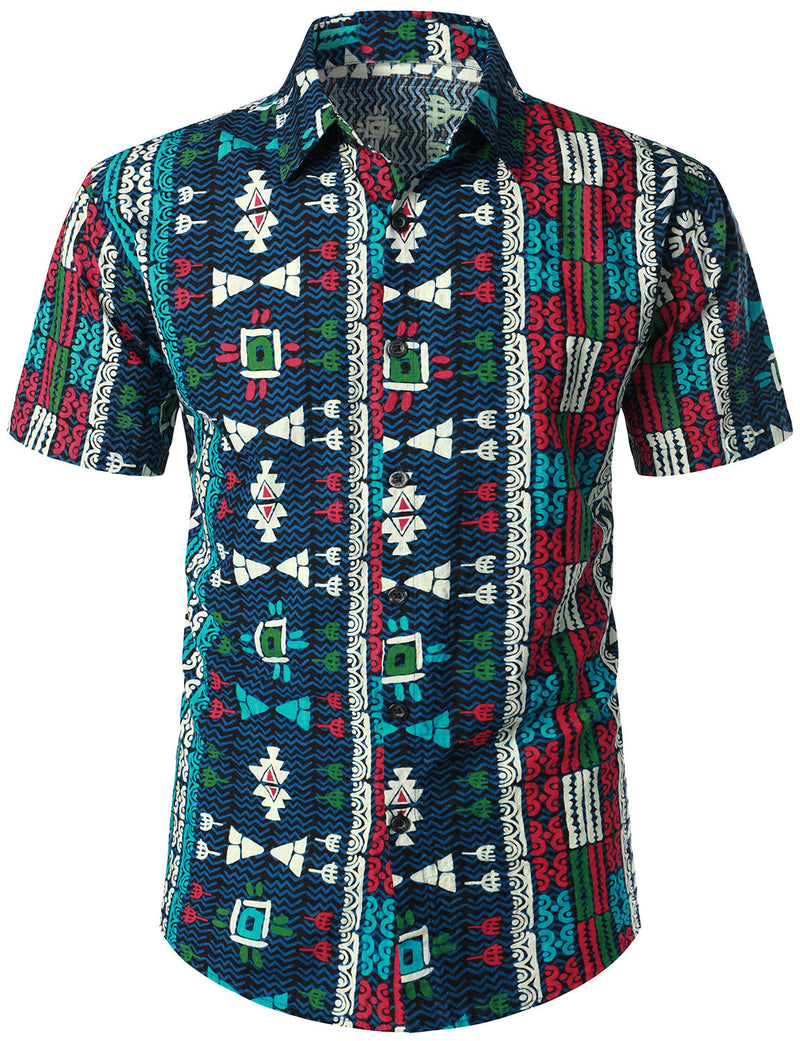 Men's Vintage Boho Short Sleeve Shirt & Shorts Set