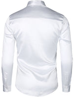Mens Dress Shirt Silver Sequins Long Sleeve Button Down Disco Shirt Party Costume