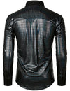Men's Dress Shirt Sequins Button Down Long Sleeve Shirts Disco Party Costume