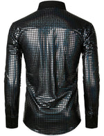 Men's Dress Shirt Sequins Button Down Long Sleeve Shirts Disco Party Costume