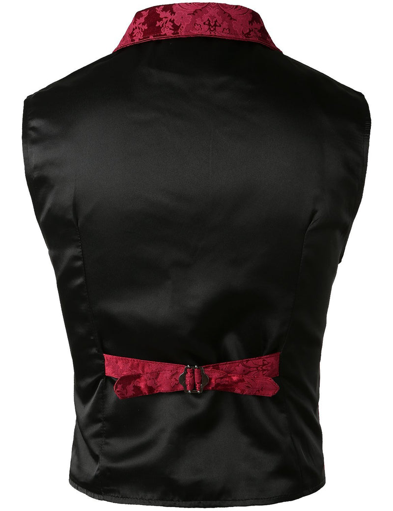 Mens Victorian Suit Vest Steampunk Gothic Waistcoat Red Vest