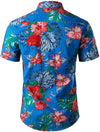 Men's Flower Casual Button Down Hawaiian Shirts&Shorts