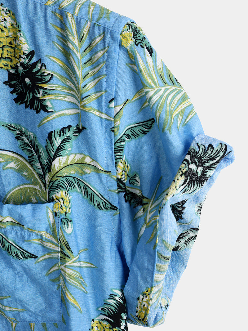 Men's Tropical Fruit Pineapple Holiday Cotton Shirt