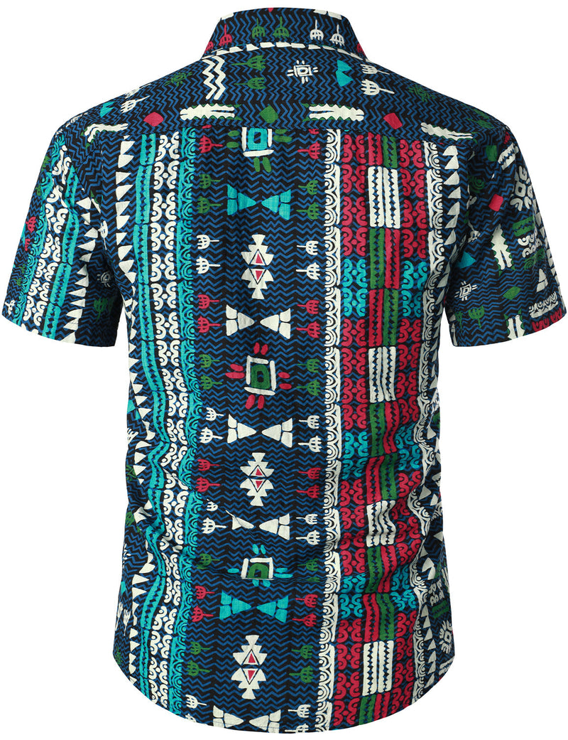 Men's Vintage Boho Short Sleeve Shirt & Shorts Set