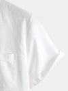 Men's Solid Color Stand Collar Half Button Pocket Front Shirt