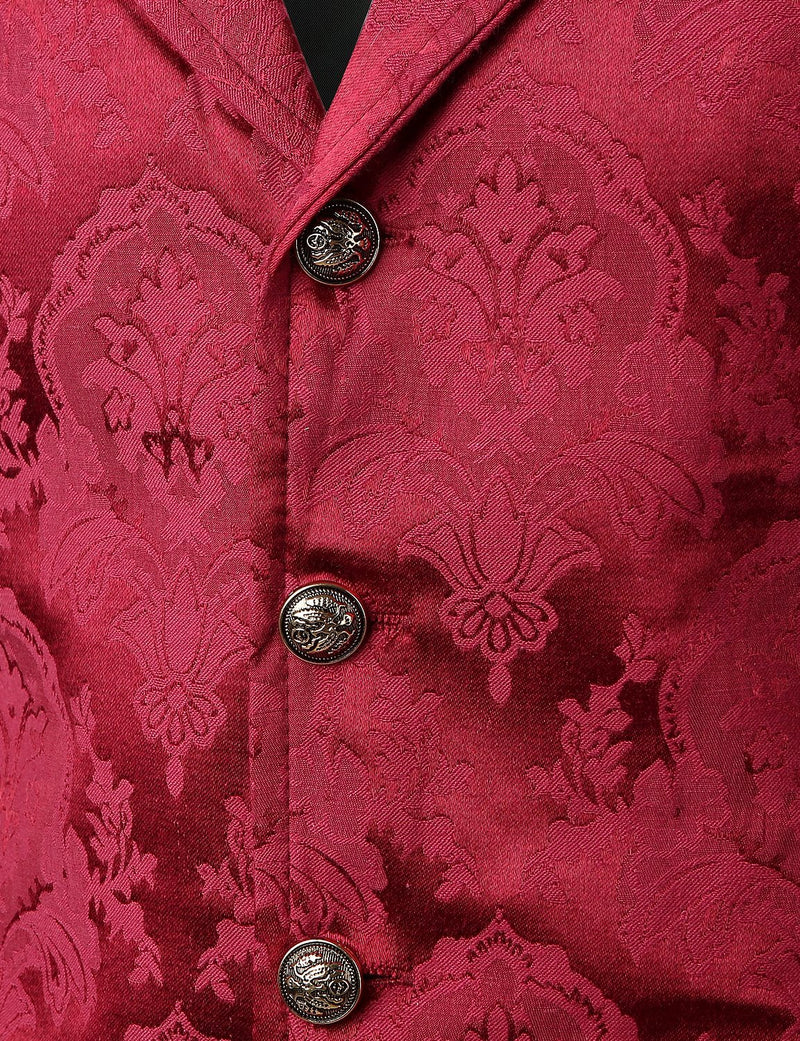 Mens Victorian Suit Vest Steampunk Gothic Waistcoat Red Vest