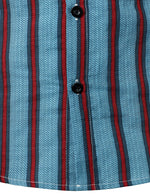 Men's Blue Stripe Casual Button Up Hawaiian Shirts & Shorts Set
