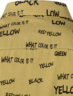 Men's Cotton Alphabet Letter Print Yellow Button Long Sleeve Shirt