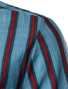 Men's Blue Stripe Casual Button Up Hawaiian Shirts & Shorts Set