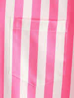 Men's Pink Short Sleeve Striped Pocket Hawaiian Shirt