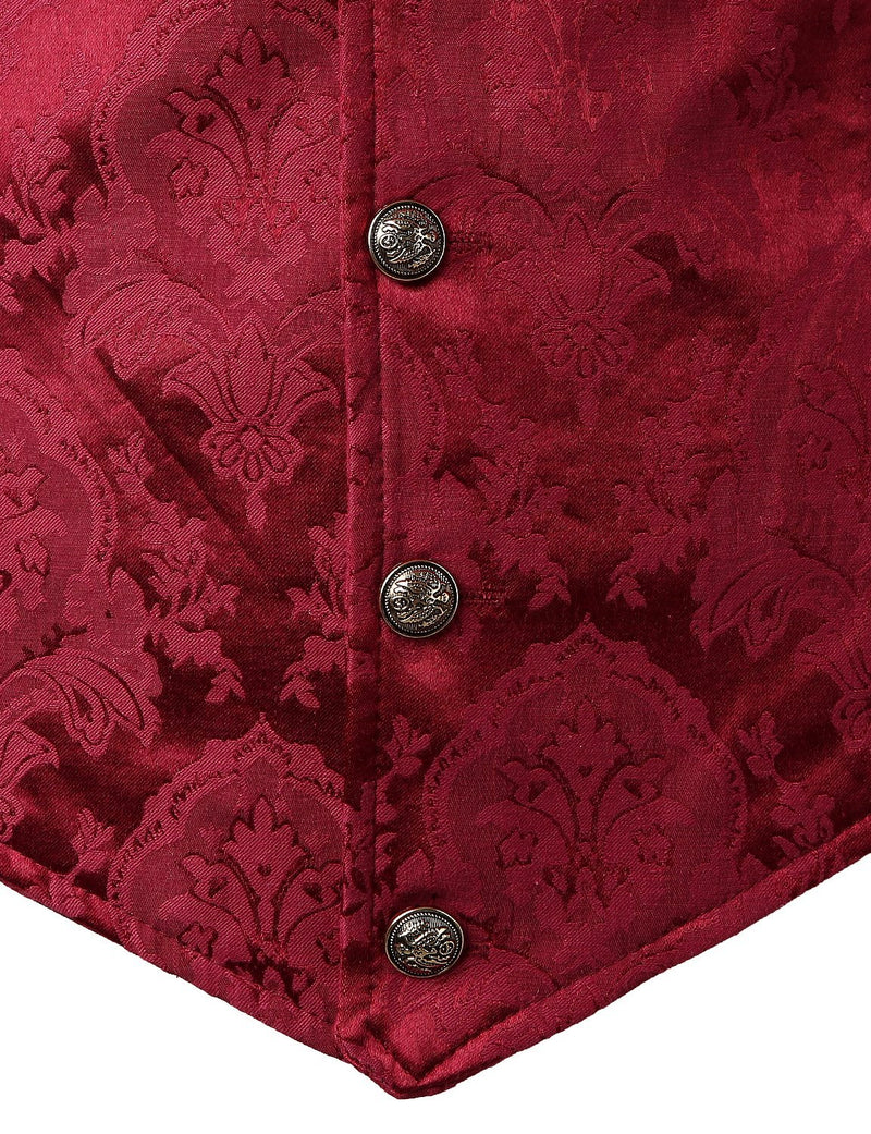 Mens Victorian Suit Vest Steampunk Gothic Waistcoat Red Vest