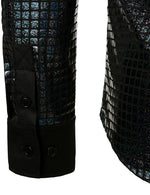 Men's Dress Shirt Sequins Button Down Long Sleeve Shirts Disco Party Costume