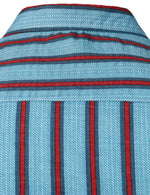 Men's Blue Stripe Casual Button Up Hawaiian Shirts & Shorts Set