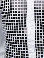 Mens Dress Shirt Silver Sequins Long Sleeve Button Down Disco Shirt Party Costume