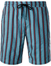 Men's Blue Stripe Casual Button Up Hawaiian Shirts & Shorts Set
