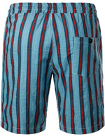 Men's Blue Stripe Casual Button Up Hawaiian Shirts & Shorts Set