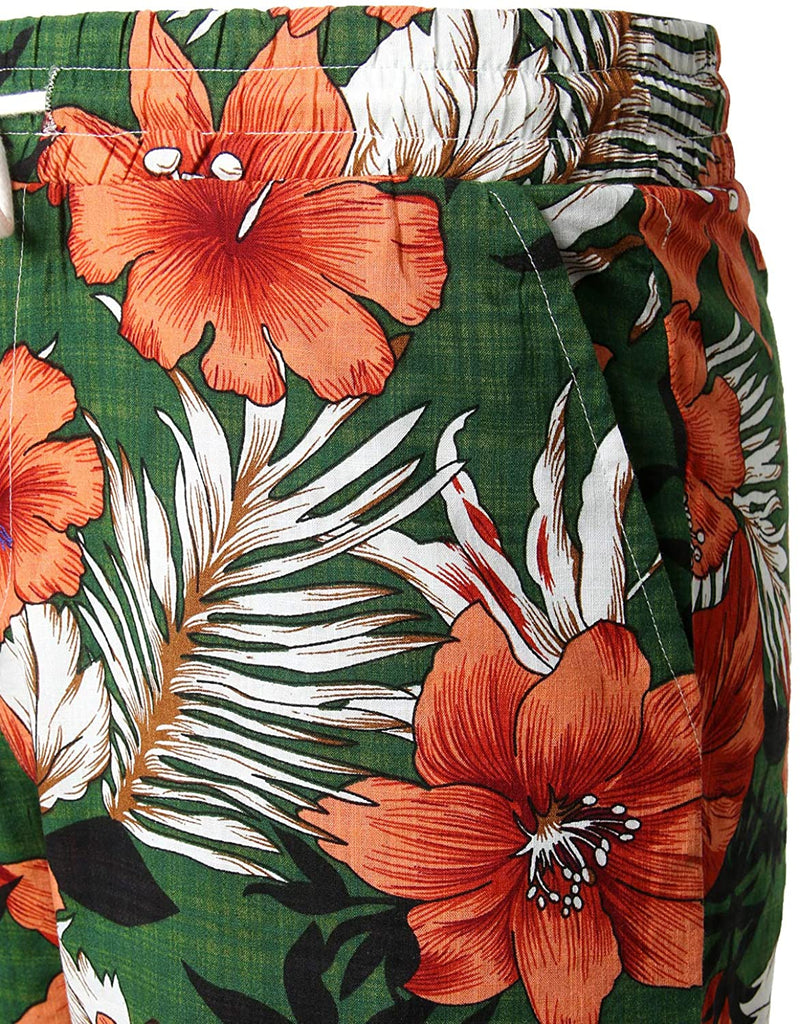 Men's Cotton Casual Flower Hawaiian Shorts