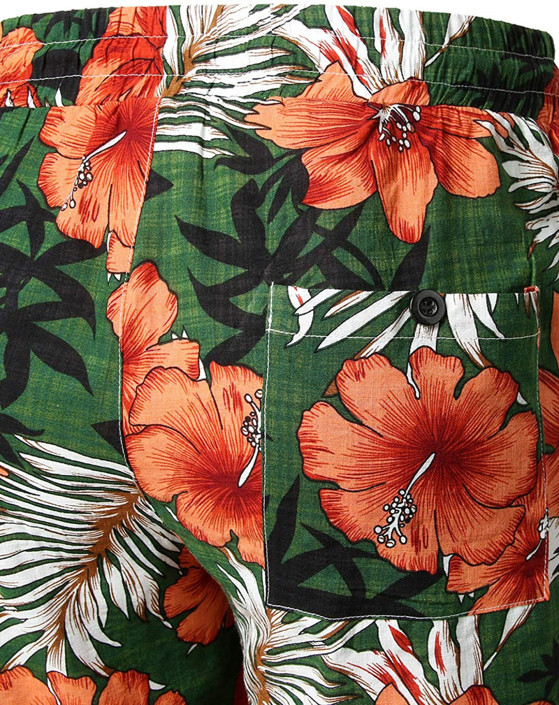 Men's Cotton Casual Flower Hawaiian Shorts