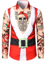 Men's Christmas Print Funny Novelty Cool Skull Ugly Regular Fit Long Sleeve Shirt