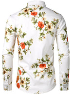 Men's Floral Long Sleeve Cotton Casual Button Up  Shirt