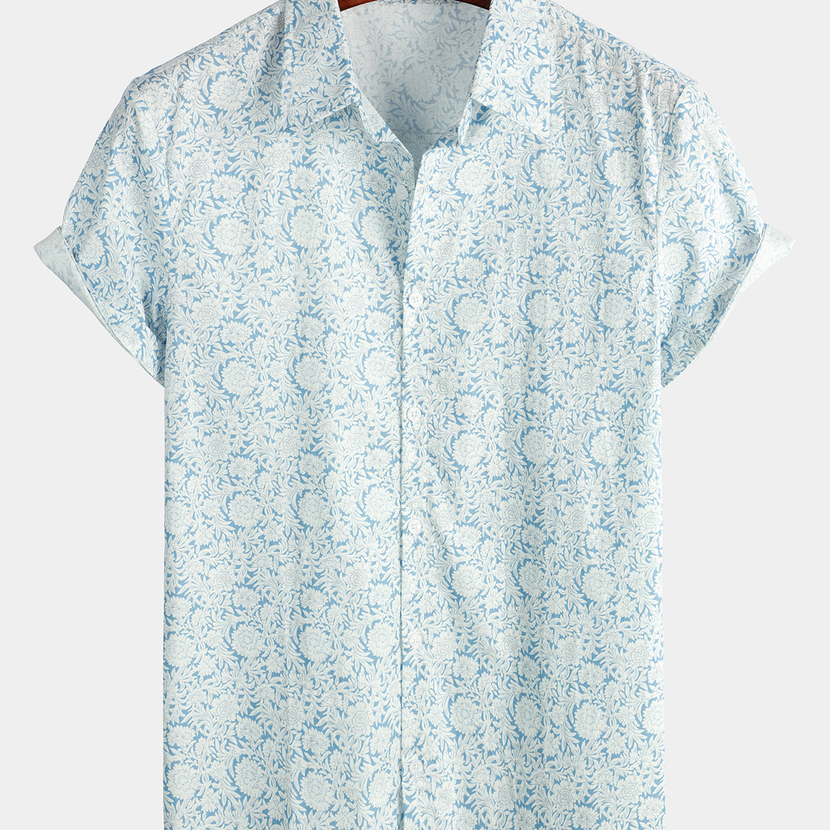 Men's Floral Printed Holiday Cotton Causal Shirt