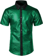Men's Dress Shirt Sequins Button Down Shirts Disco Party Costume