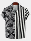 Men's Short Sleeve Striped Pocket Hawaiian Shirt