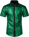 Men's Dress Shirt Sequins Button Down Shirts Disco Party Costume