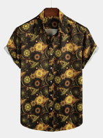 Men's Short Sleeve Retro Print Casual Shirt
