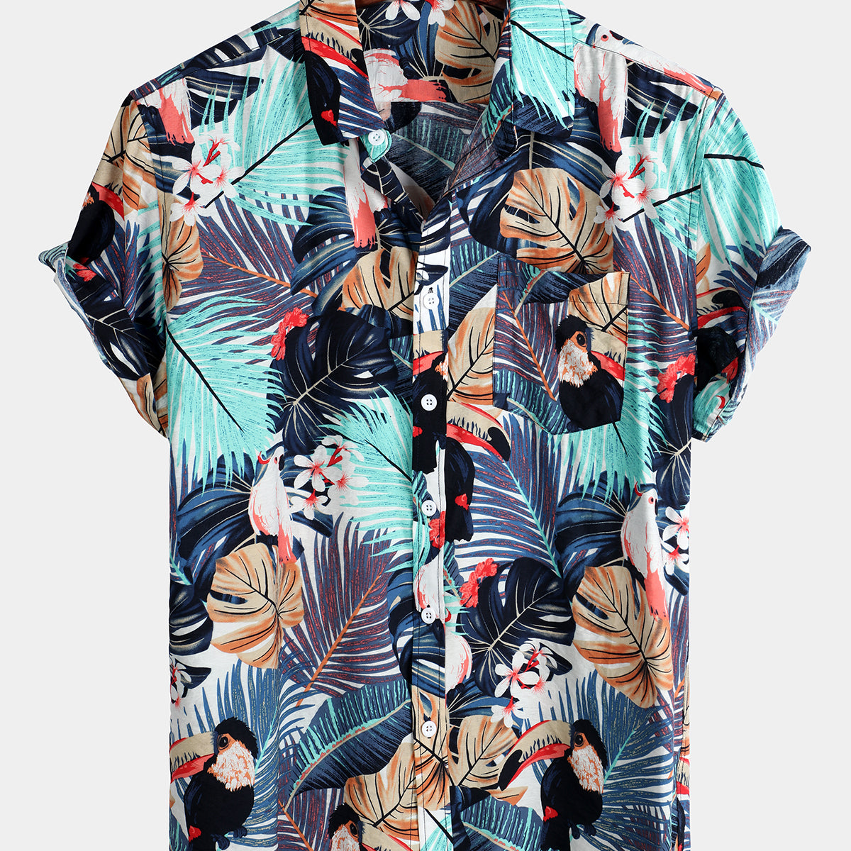 Men's Tropical Holiday Animal Print Cotton Shirt
