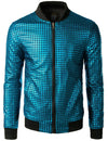 Men's Metallic Sequins Baseball Bomber Jacket Disco Party Costume