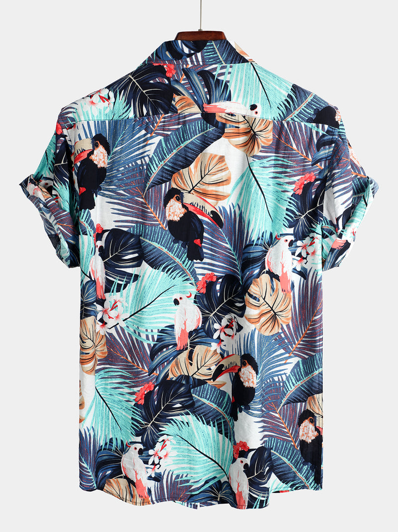 Men's Tropical Holiday Animal Print Cotton Shirt