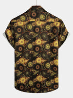 Men's Short Sleeve Retro Print Casual Shirt